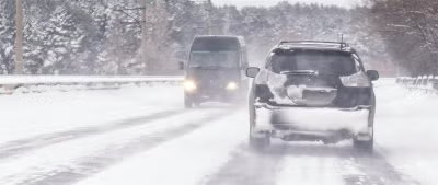 Driving car in a snow