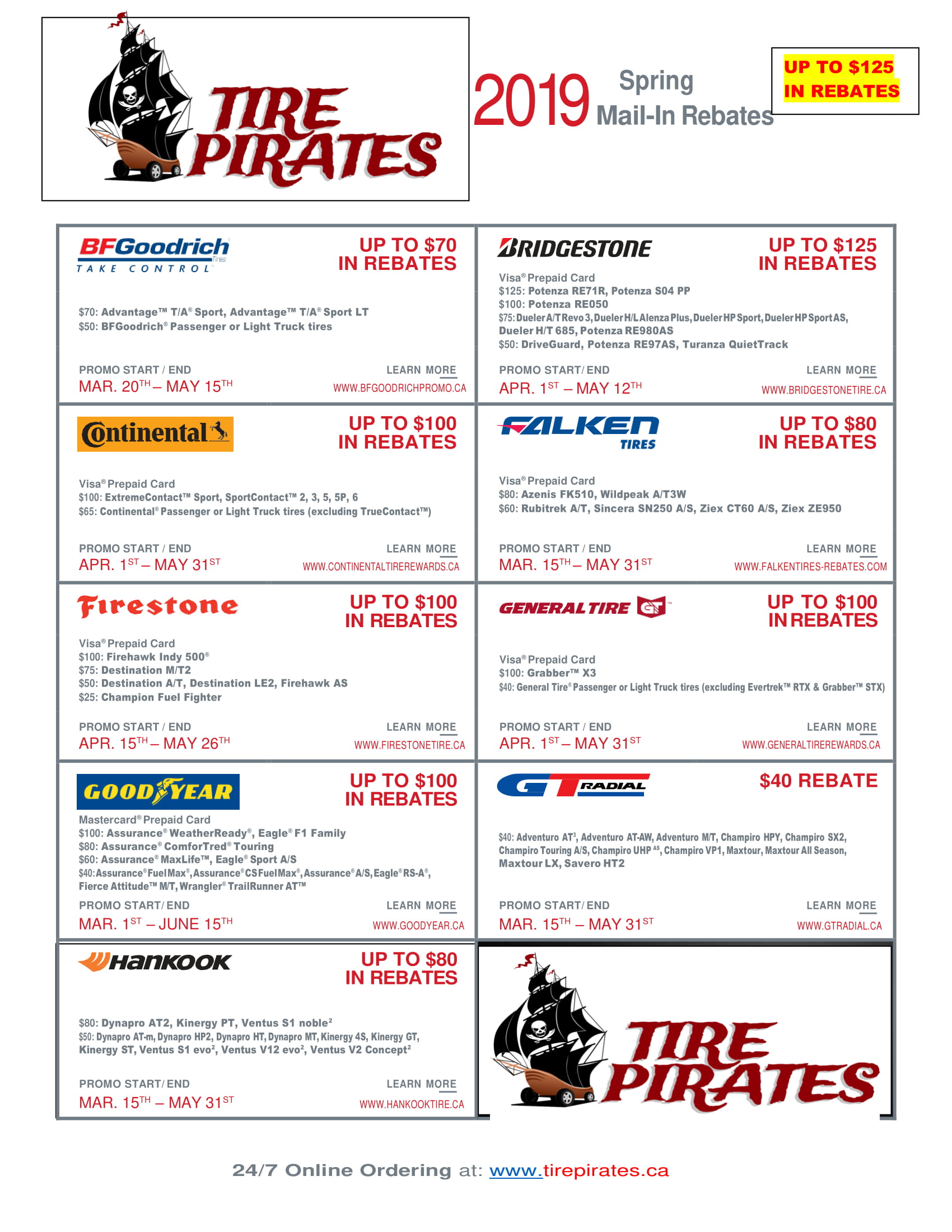 Auto Service Promotions and Sales Tire Pirates Calgary, AB